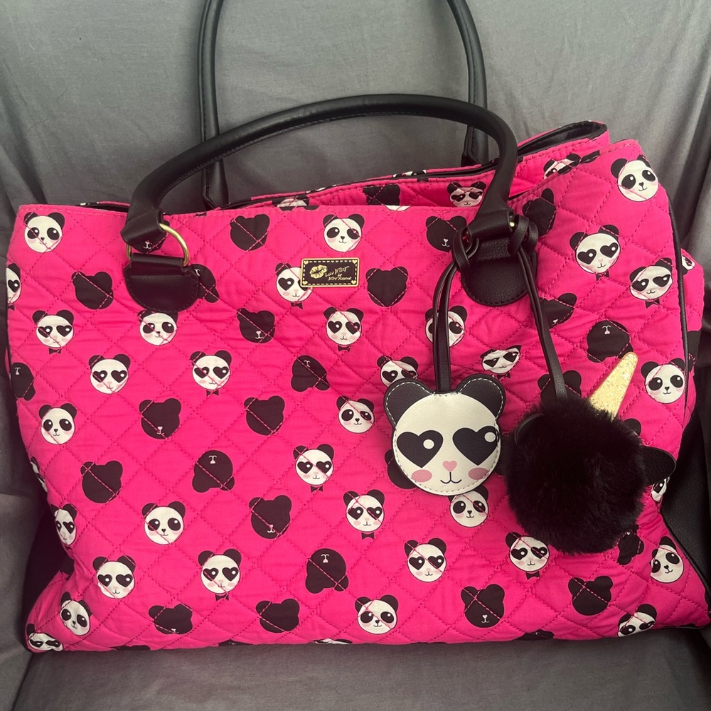 Betsey Johnson Pink Panda Print Weekend Bag